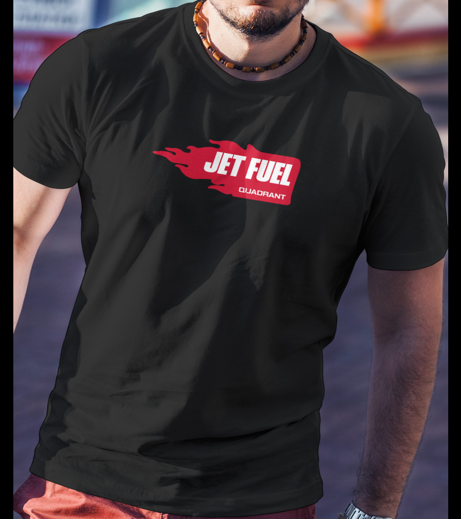 JET FUEL QUADRANT Flame Red Typography T-Shirt