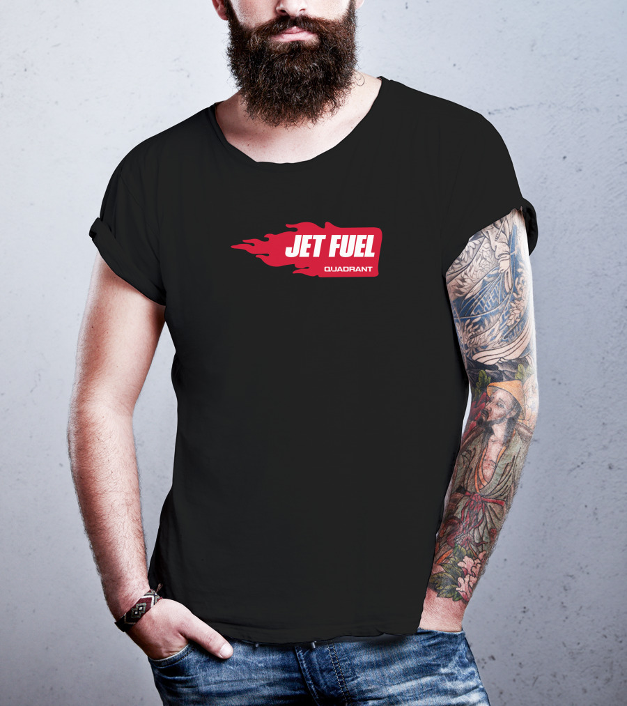 JET FUEL QUADRANT Flame Red Typography T-Shirt