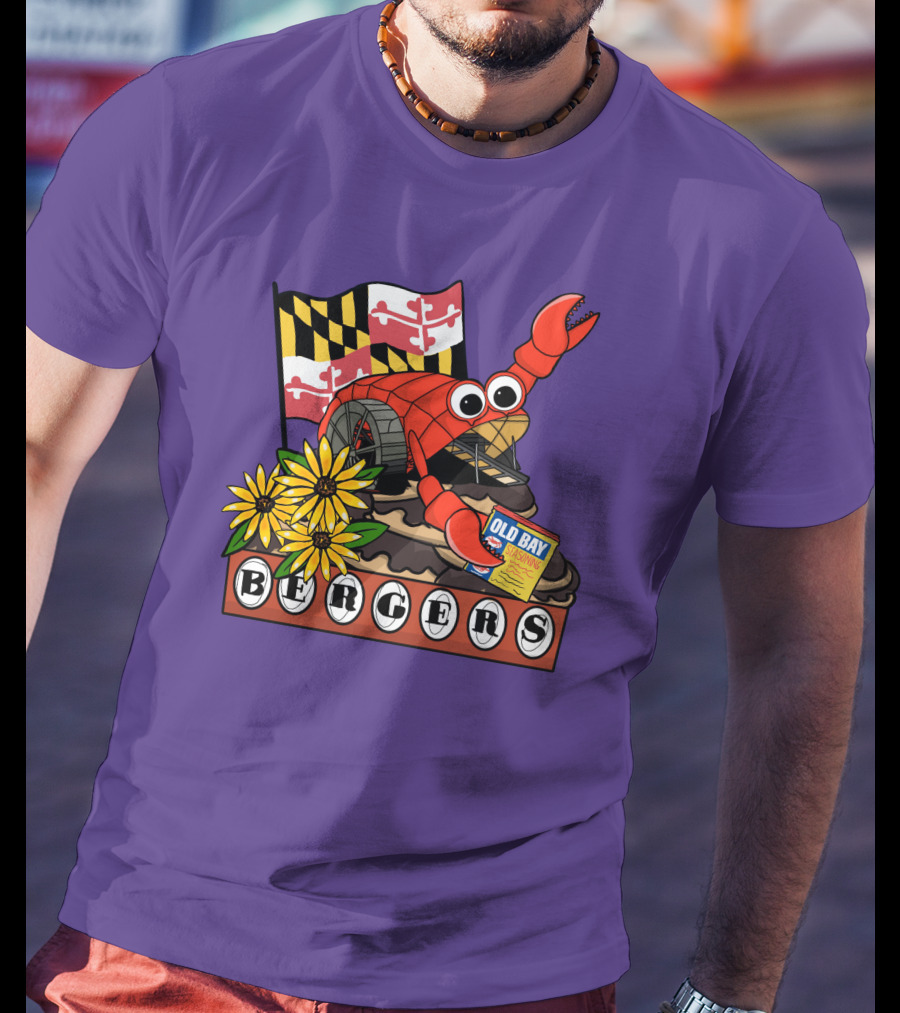 Mr. Trash Wheel Bergers Old Bay Seasoning Maryland Flag Flowers T-Shirt