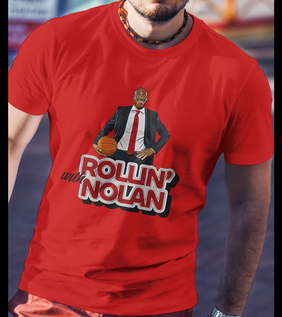 Rollin’ With Nolan Basketball Suit And Tie RedBackground T-Shirt