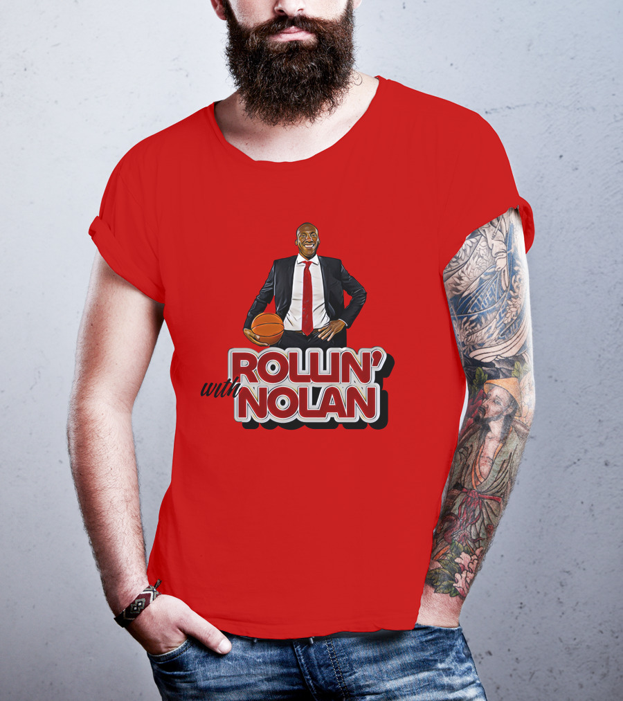 Rollin’ With Nolan Basketball Suit And Tie RedBackground T-Shirt