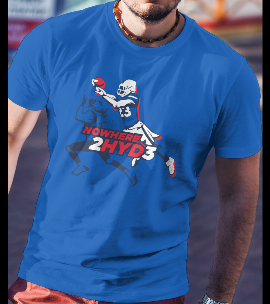 NOWHERE 2HYD3 Football Player Catching Action T-Shirt