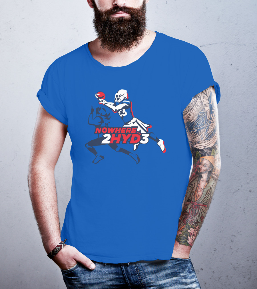 NOWHERE 2HYD3 Football Player Catching Action T-Shirt