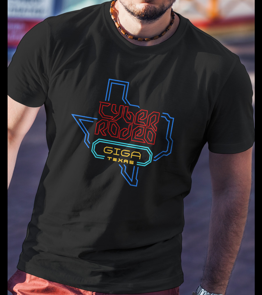 Cyber Rodeo Giga Texas Neon Outline T-Shirt