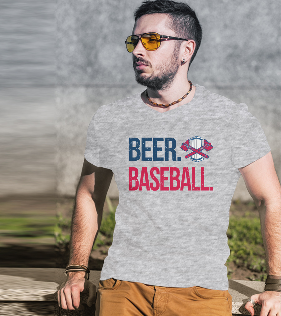 BEER. BASEBALL. Crossed Axes Emblem T-Shirt