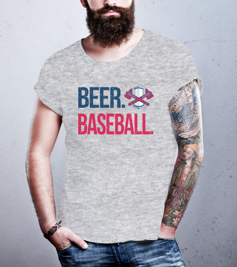 BEER. BASEBALL. Crossed Axes Emblem T-Shirt