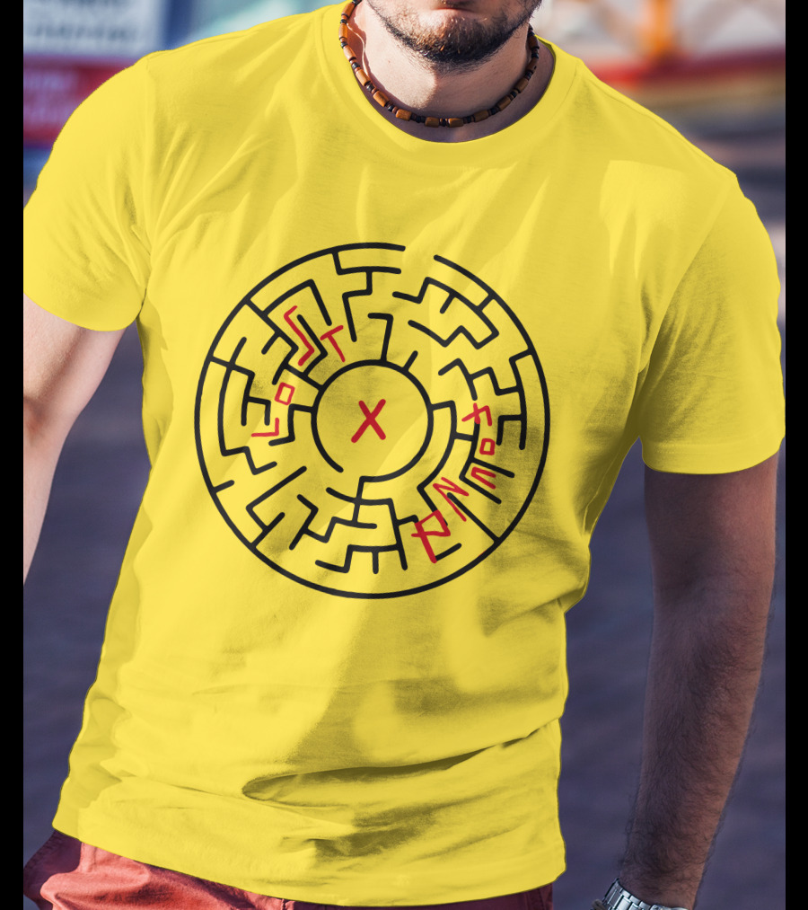 Lost People Found Myself Maze Design Yellow Background T-Shirt