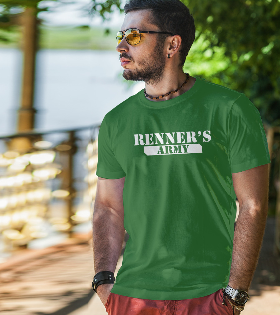 Renner’s Army Bold Green Military Inspired Text T-Shirt
