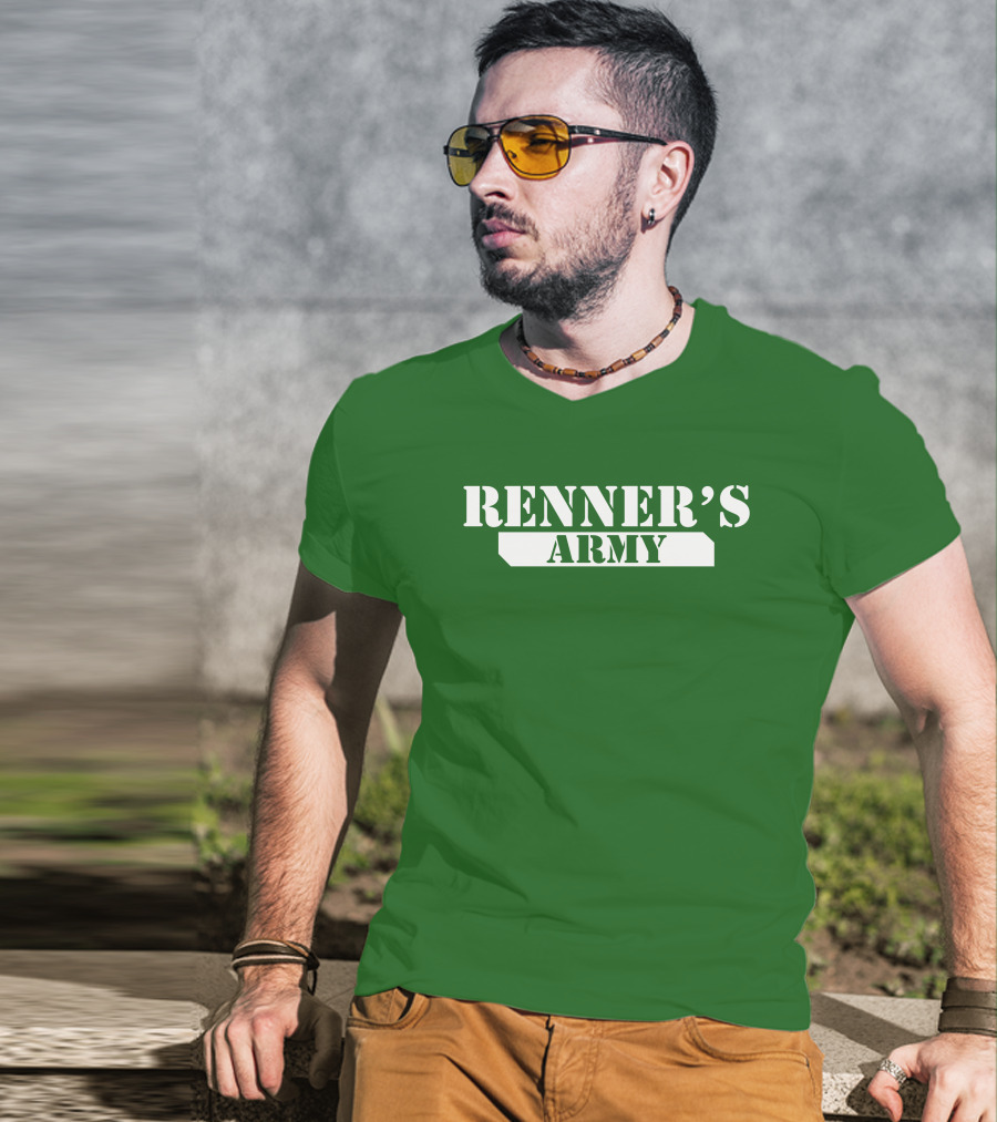 Renner’s Army Bold Green Military Inspired Text T-Shirt