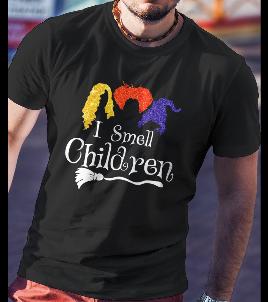 I Smell Children Witch Silhouette Hair Colors Broomstick T-Shirt