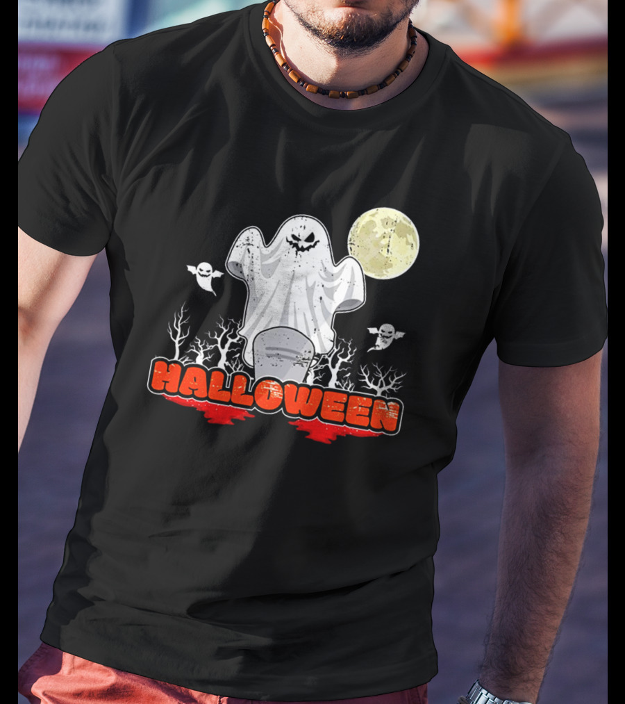 Halloween Ghostly Spirits With Haunted Moonlit Trees T-Shirt