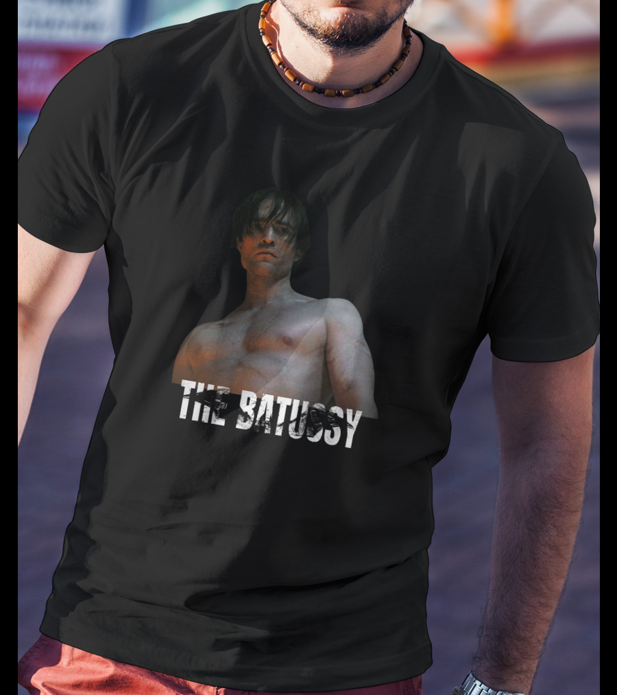Artpattinsons The Batussy Bold Text Topless Figure T-Shirt