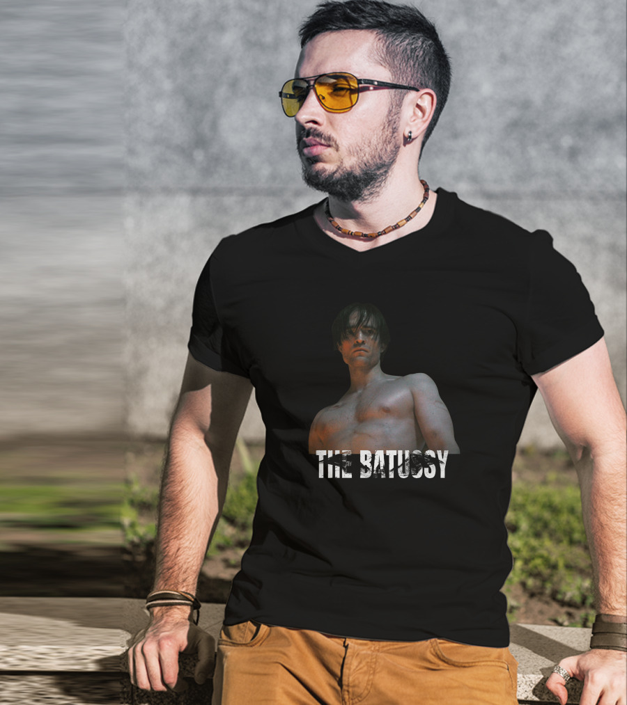 Artpattinsons The Batussy Bold Text Topless Figure T-Shirt