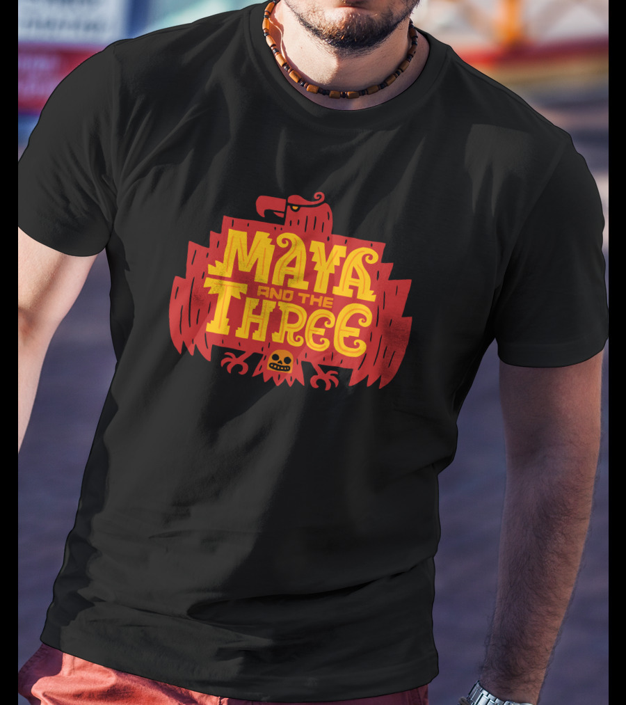 Maya And The Three Aztec-Inspired Red Eagle Emblem T-Shirt