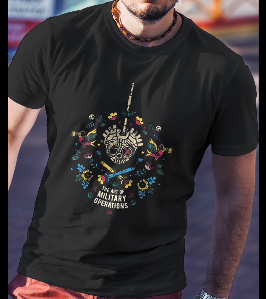 The Art Of Military Operations Ua Skull And Floral T-Shirt