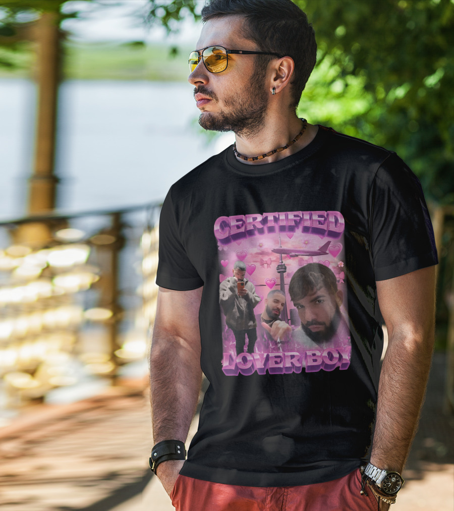 Certified Lover Boy Drake Toronto Skyline Hearts Pink Airplane Aesthetic T-Shirt