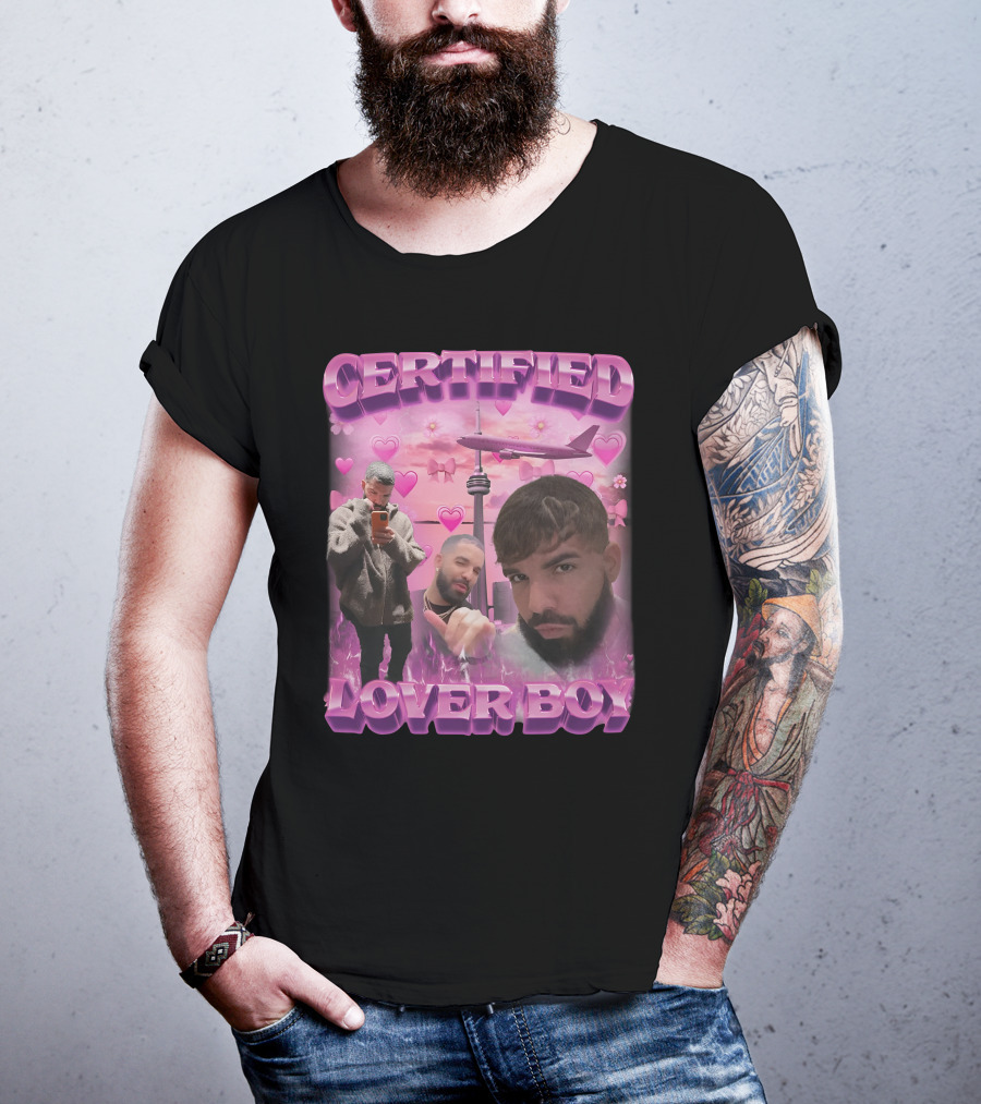 Certified Lover Boy Drake Toronto Skyline Hearts Pink Airplane Aesthetic T-Shirt