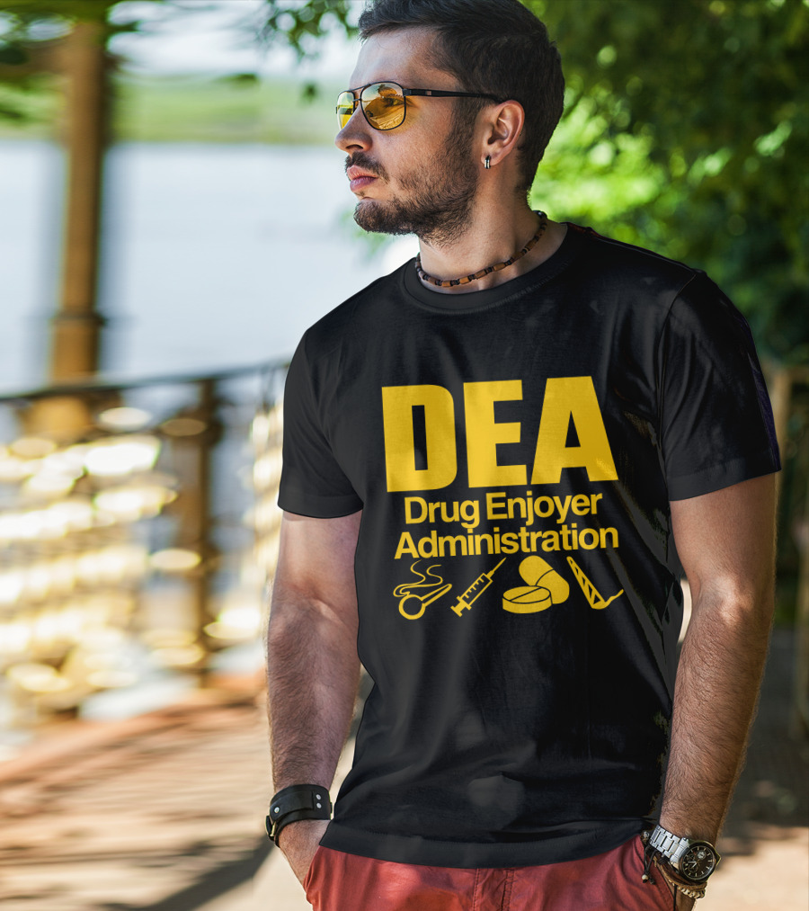 DEA Drug Enjoyer Administration Spoons Syringe Pills Razor Blade T-Shirt