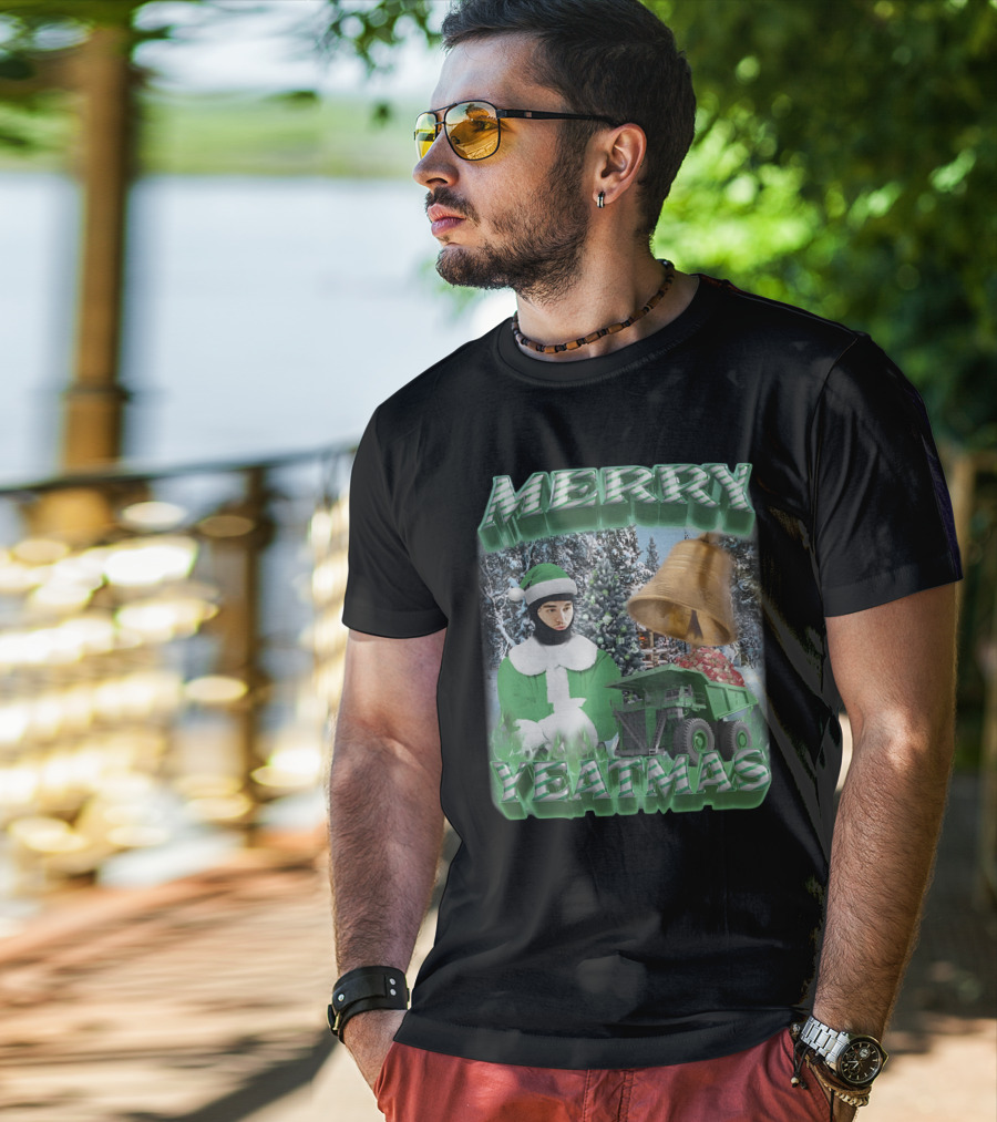 Merry Yeatmas Swag Stimulus Holiday Festive Scene With Elf And Golden Bell T-Shirt