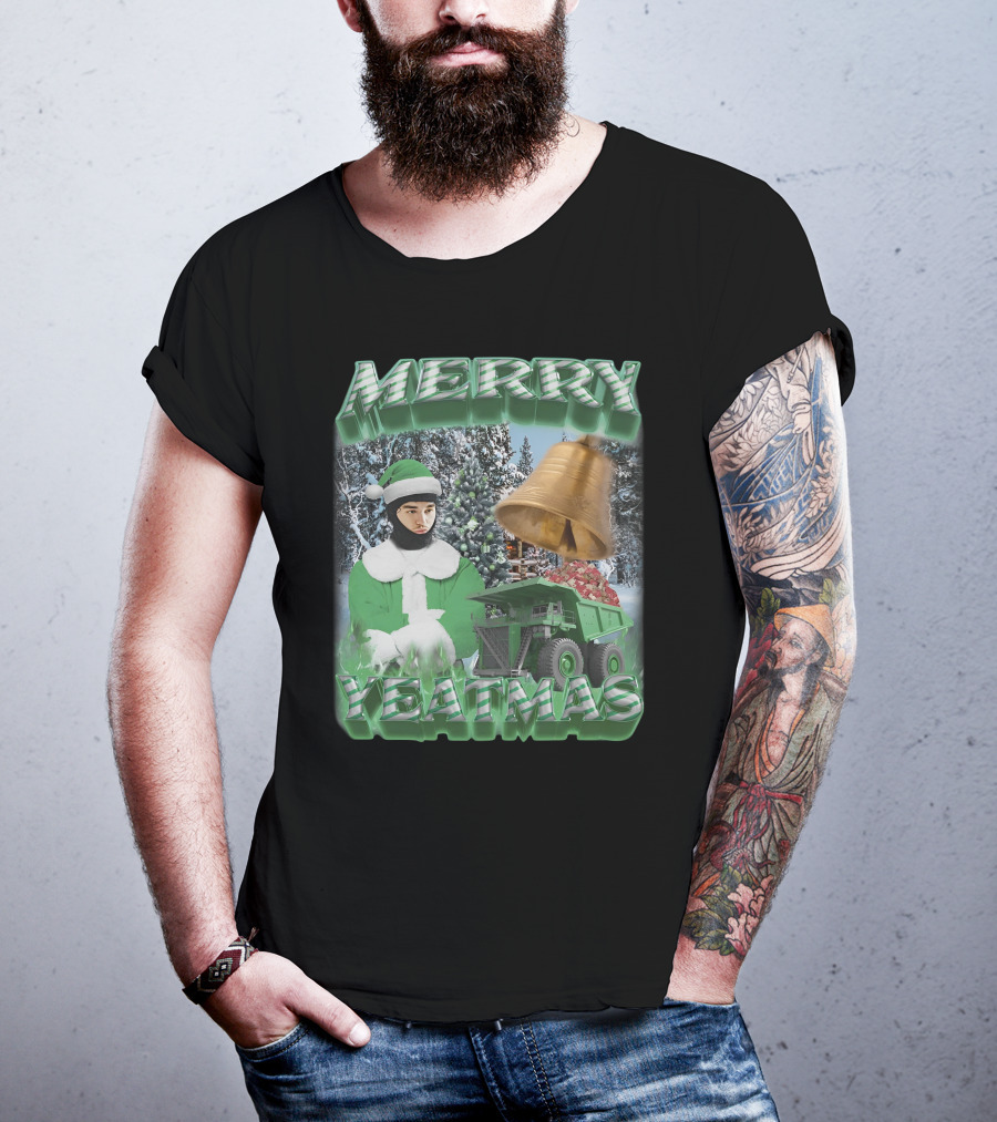 Merry Yeatmas Swag Stimulus Holiday Festive Scene With Elf And Golden Bell T-Shirt