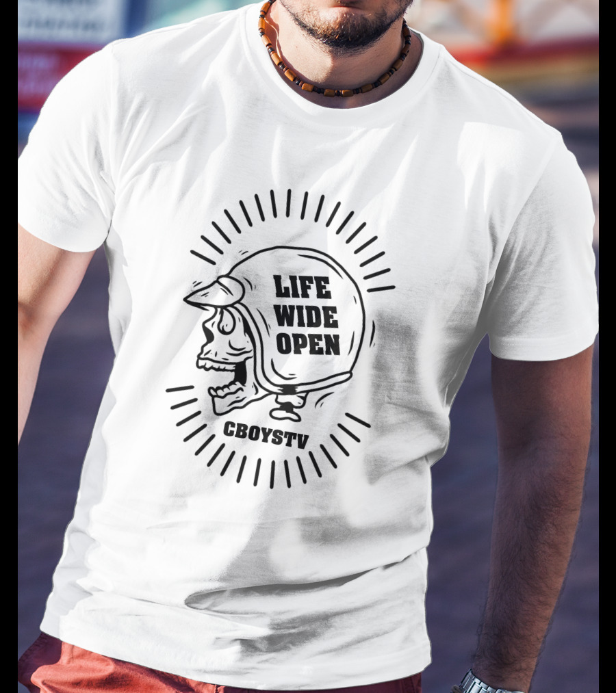 Life Wide Open Skull Helmet Cboystv T-Shirt