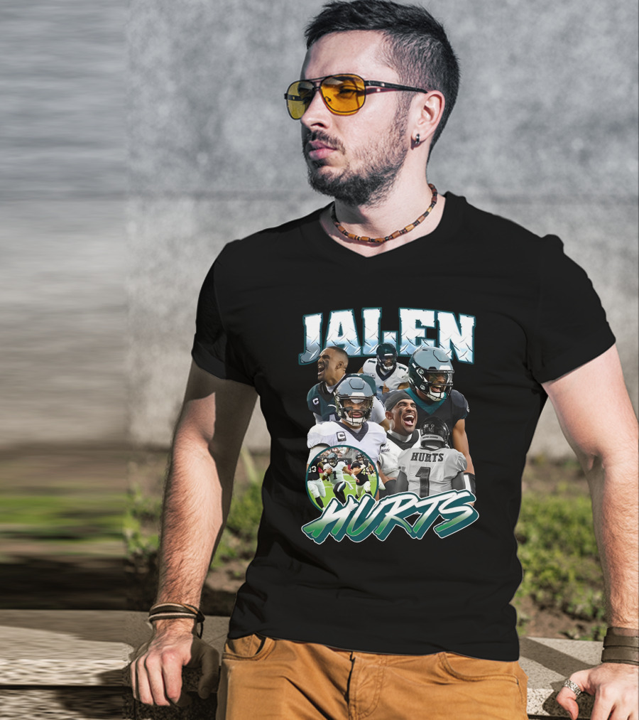 Big Cat Barstool Jalen Hurts Football Collage T-Shirt