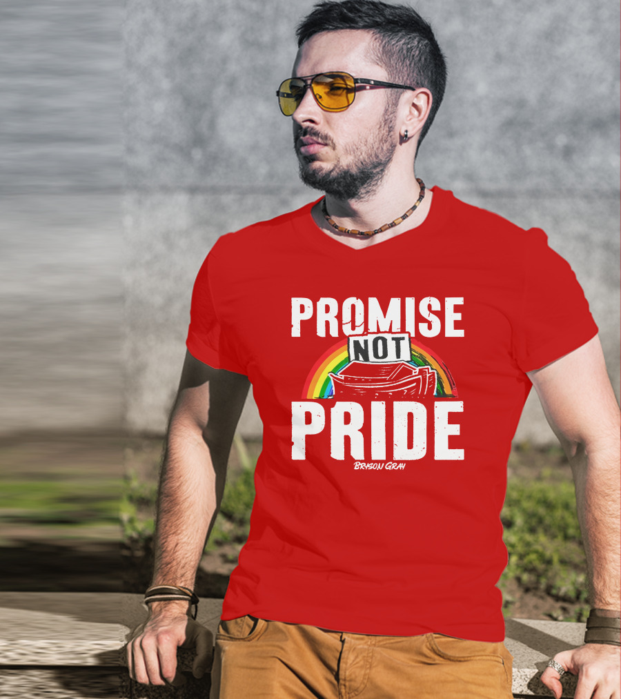 Promise Not Pride Noah's Ark Rainbow Bryson Gray T-Shirt
