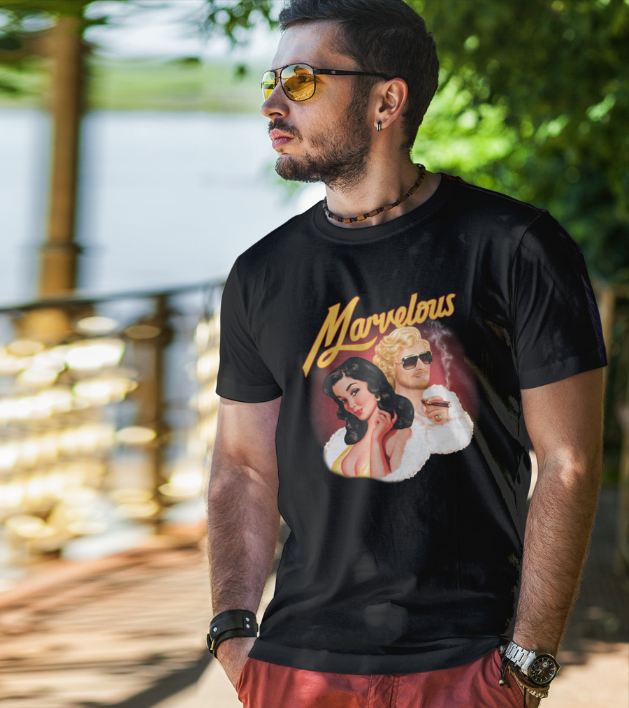 Marvelous Retro Style Couple With Cigars T-Shirt