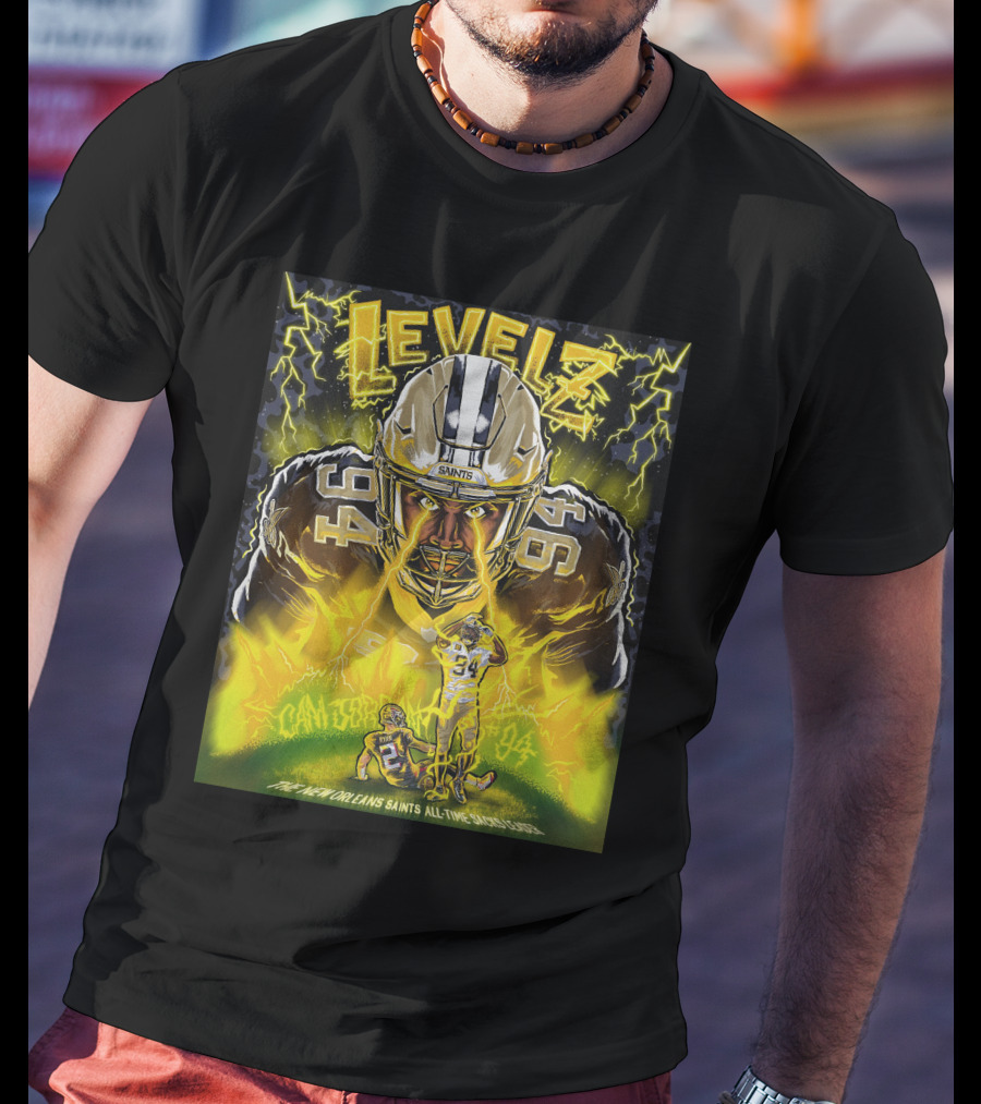 Levelz New Orleans Saints Cam Jordan All Time Sacks Leader T-Shirt