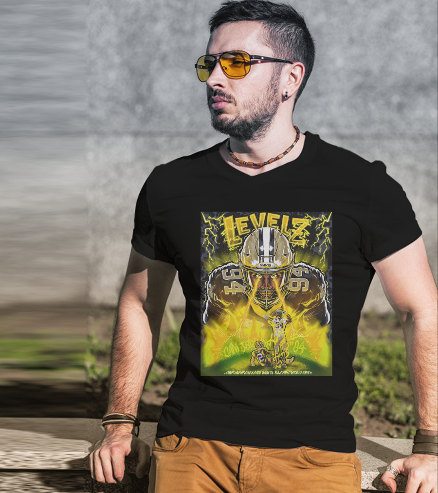 Levelz New Orleans Saints Cam Jordan All Time Sacks Leader T-Shirt