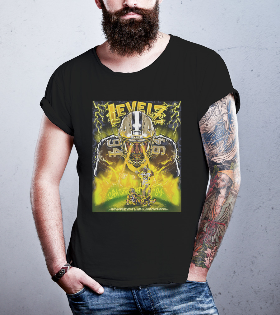 Levelz New Orleans Saints Cam Jordan All Time Sacks Leader T-Shirt