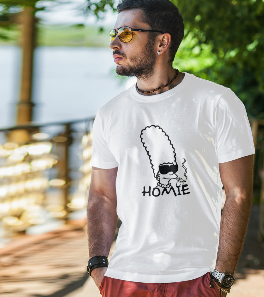 Marge Simpson Homie Smoking With Sunglasses T-Shirt