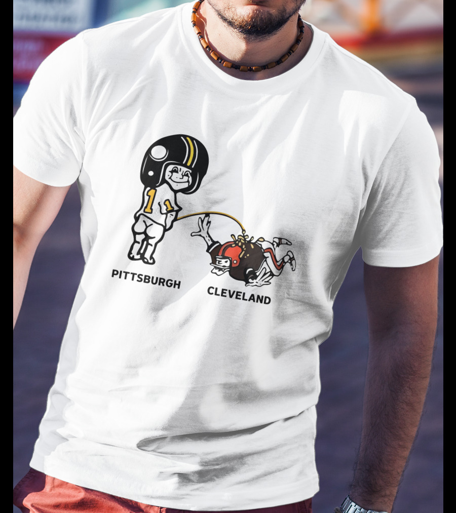 Yinzers Pittsburgh Cleveland Football Rivalry Cartoon T-Shirt