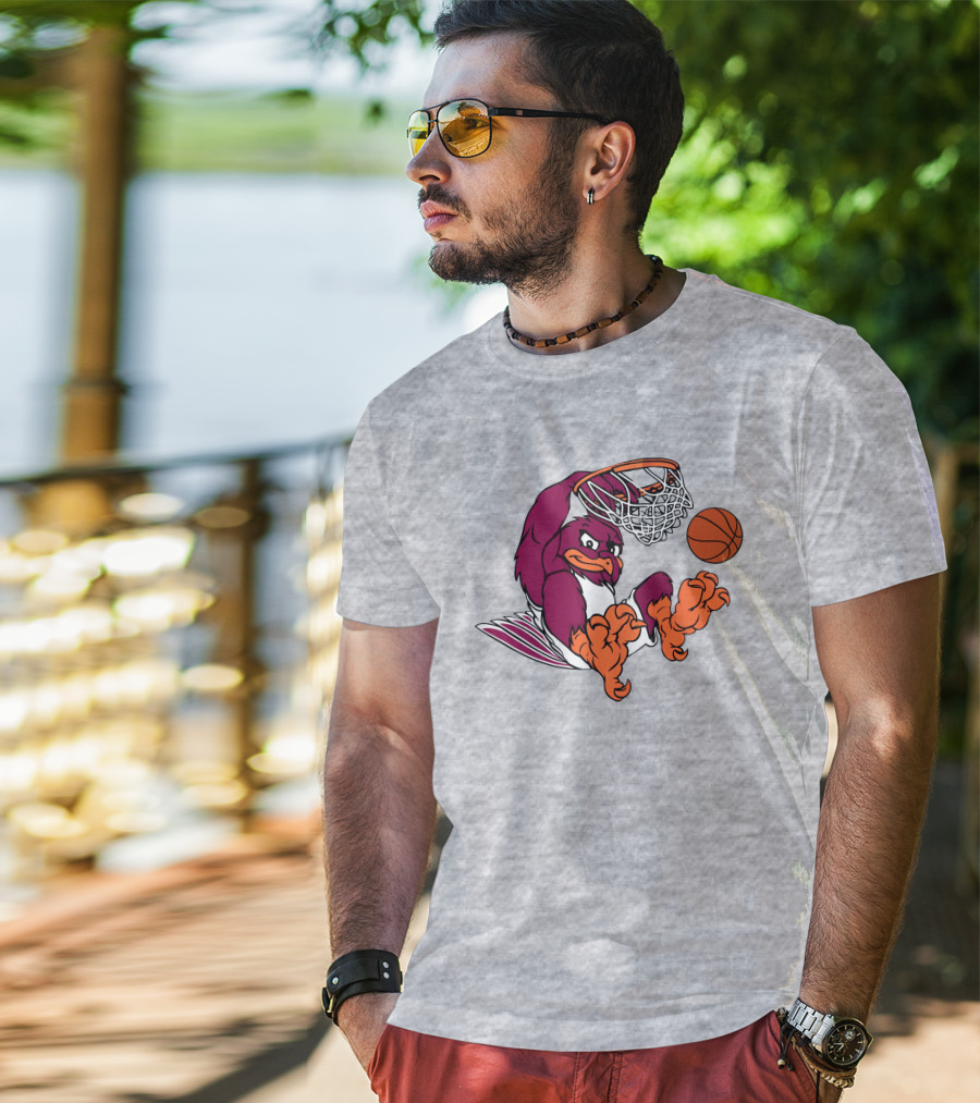 Clark Ruhland Hokiebird Basketball Dunk T-Shirt