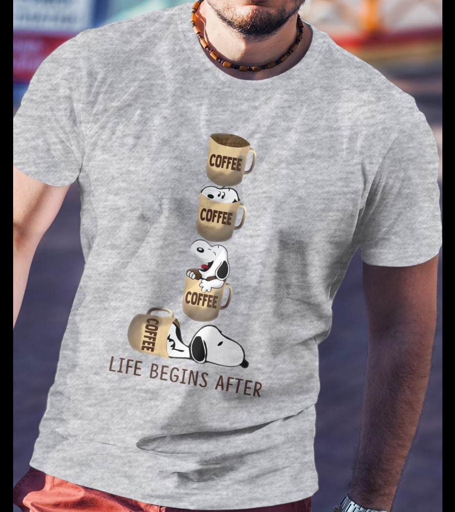 Life Begins After Coffee Snoopy Peanuts Mugs T-Shirt