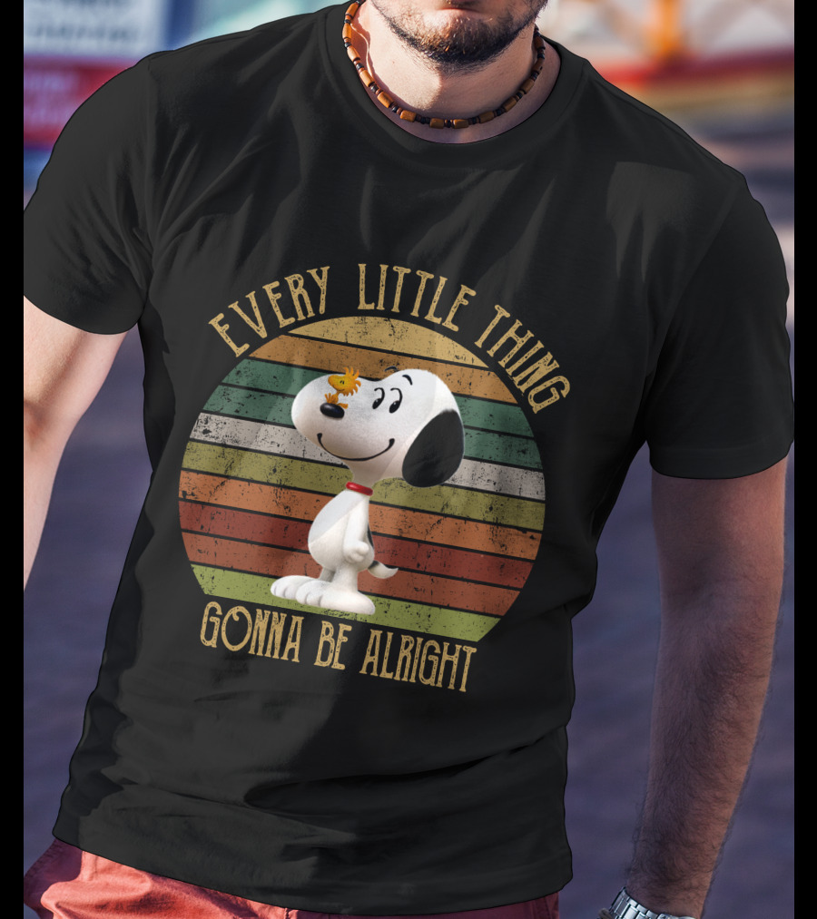 Every Little Thing Gonna Be Alright Snoopy Woodstock Vintage Circle T-Shirt
