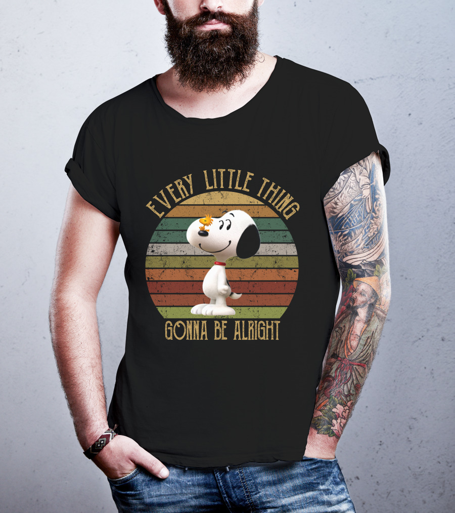 Every Little Thing Gonna Be Alright Snoopy Woodstock Vintage Circle T-Shirt