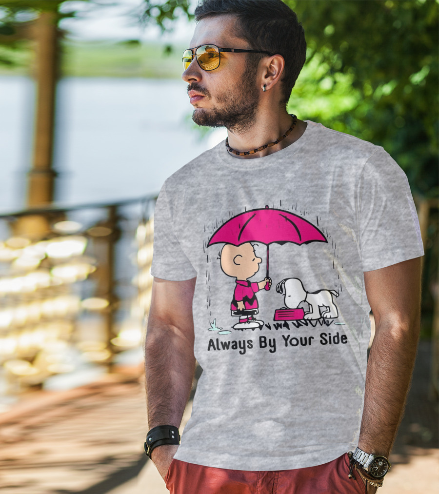 Always By Your Side Charlie Brown Snoopy Umbrella T-Shirt