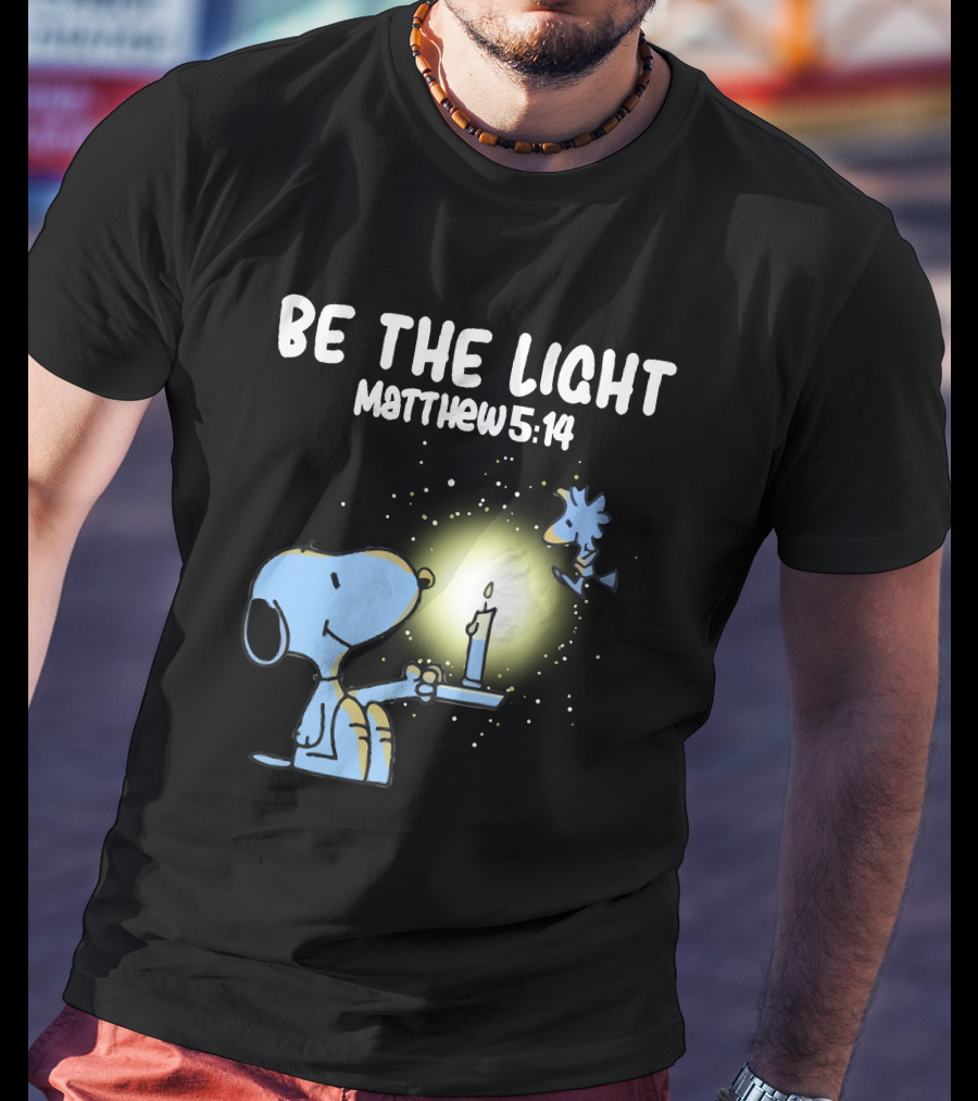 Be The Light Matthew 5:14 Snoopy Holding Candle Woodstock T-Shirt