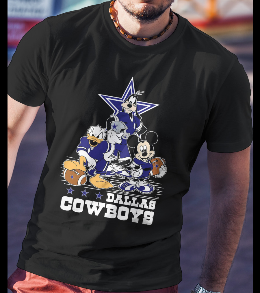Mickey Mouse Donald Goofy Dallas Cowboys Football Stars T-Shirt
