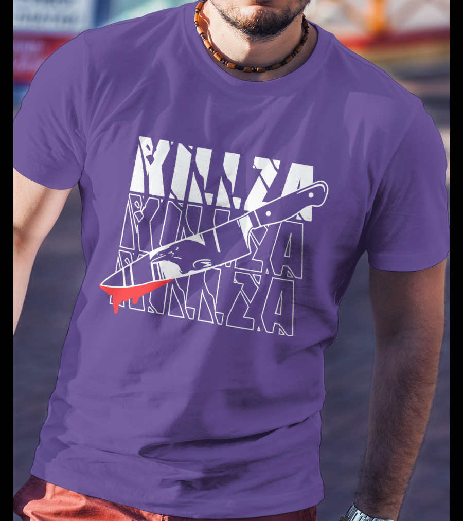 Killza Knife Graphic With Bold Repeated Text T-Shirt