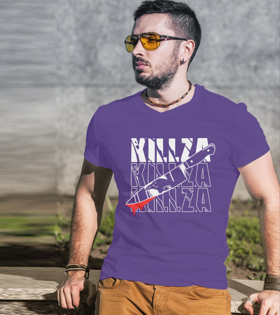 Killza Knife Graphic With Bold Repeated Text T-Shirt