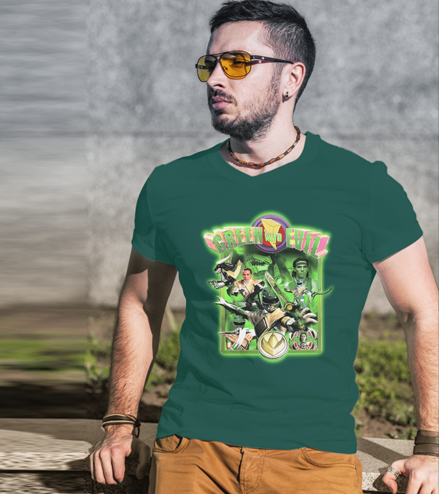 Green With Evil Mighty Morphin Power Rangers Iconic Characters And Symbols T-Shirt
