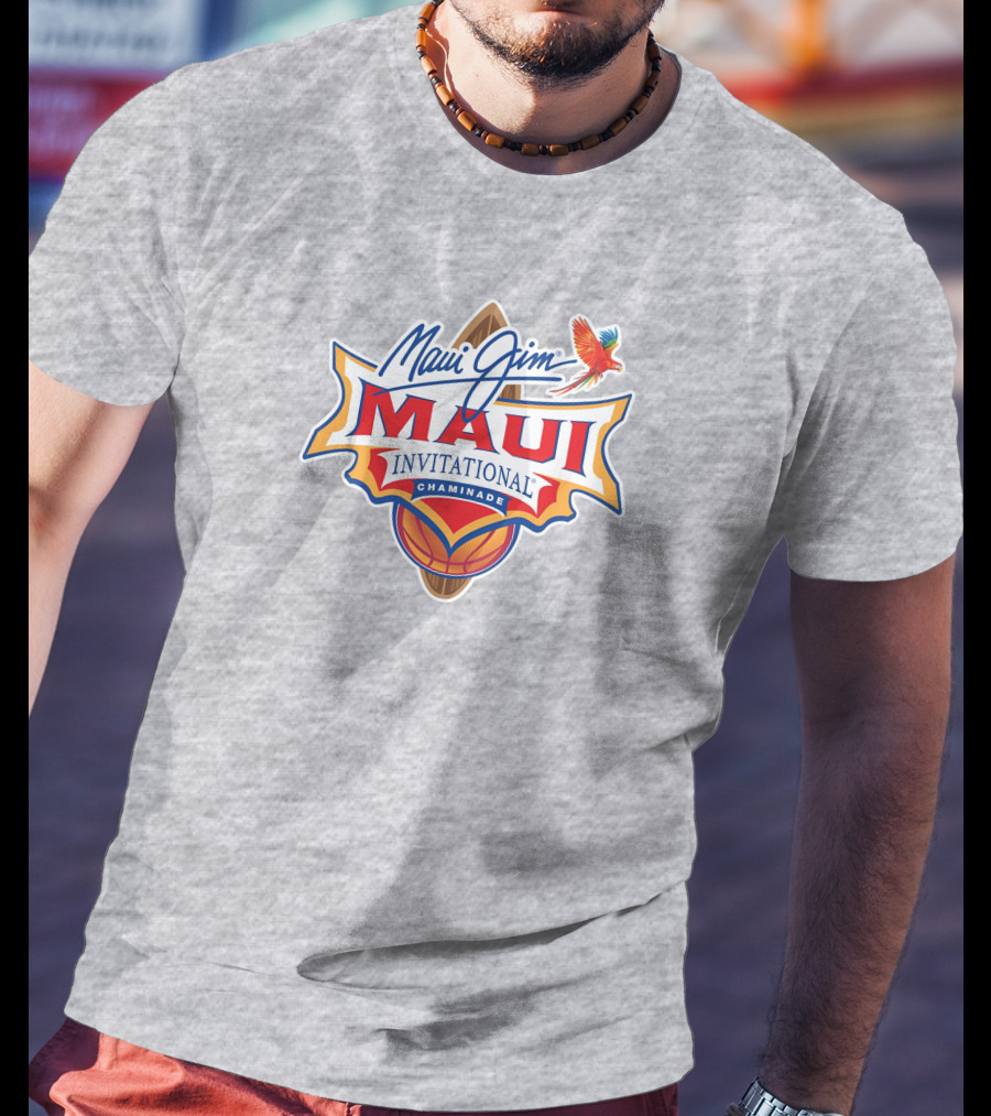Maui Jim Invitational Chaminade Basketball Surfboard Logo עם תוכי T-Shirt