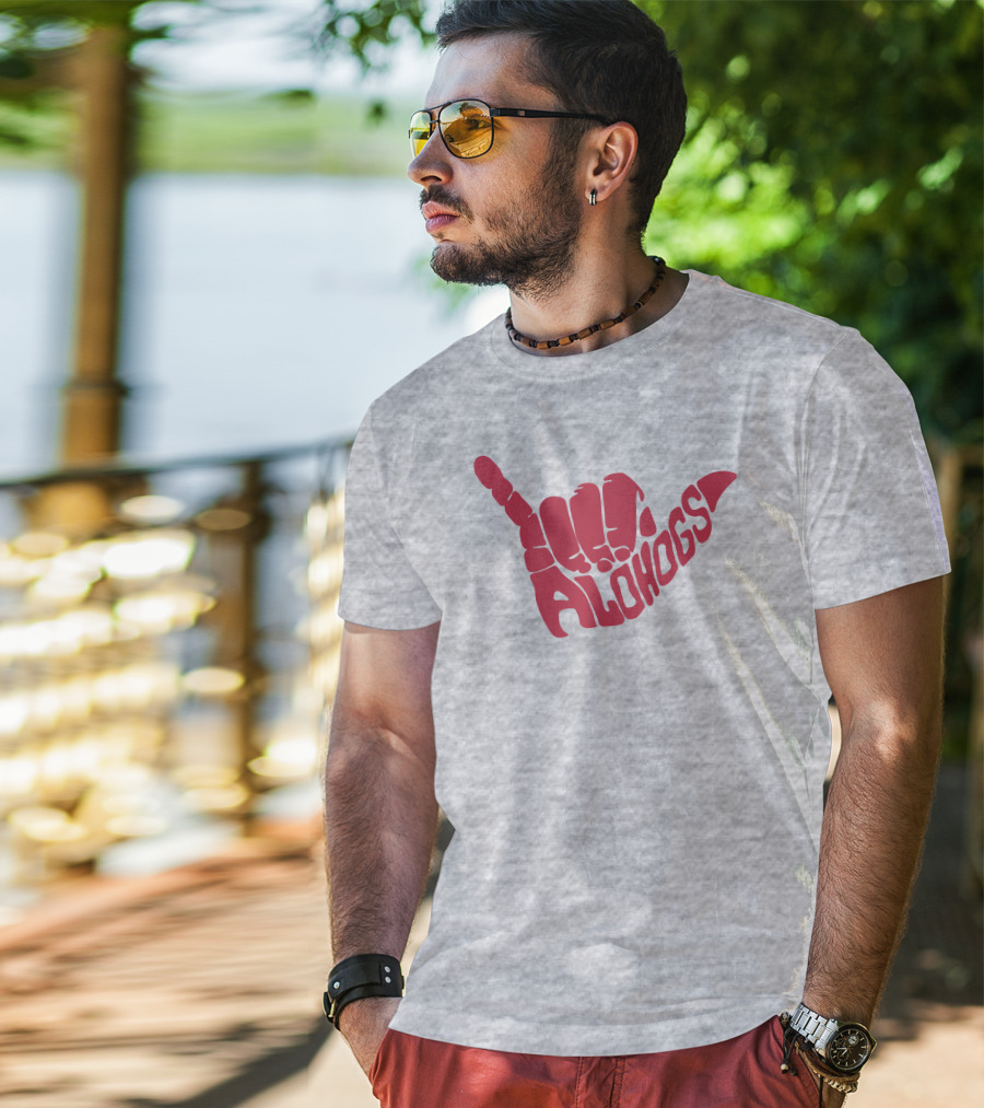Shaka Hand Gesture With Alohogs Text T-Shirt