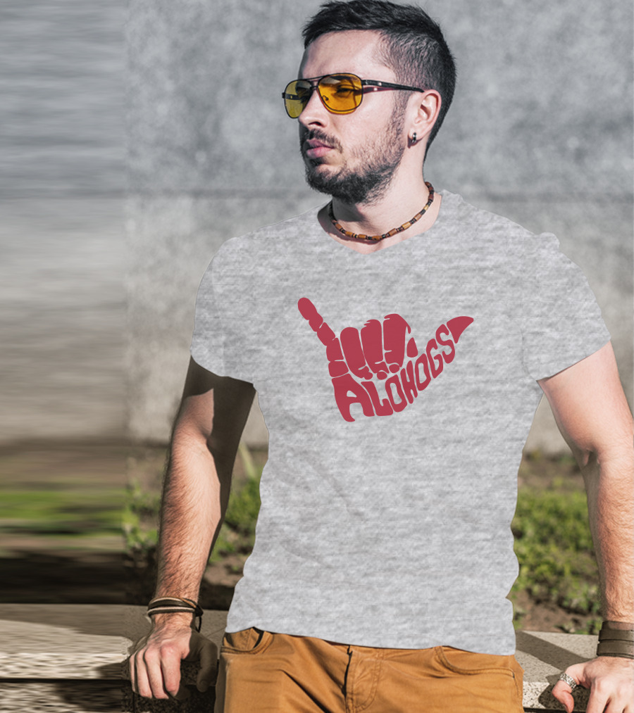 Shaka Hand Gesture With Alohogs Text T-Shirt