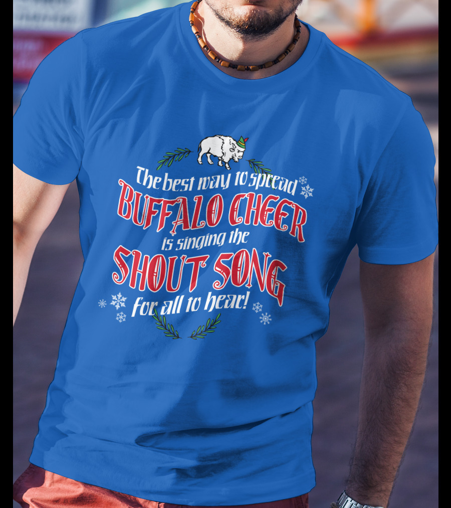 Buffalo Cheer With Shout Song Festive Buffalo Snowflakes T-Shirt