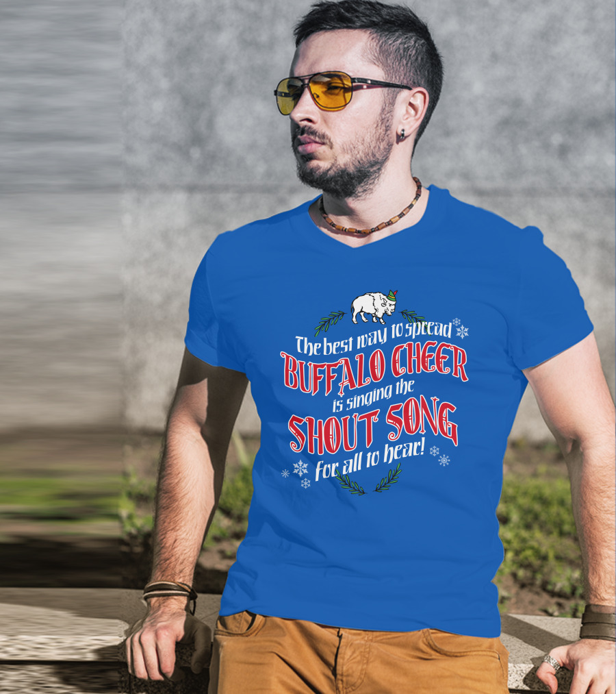 Buffalo Cheer With Shout Song Festive Buffalo Snowflakes T-Shirt