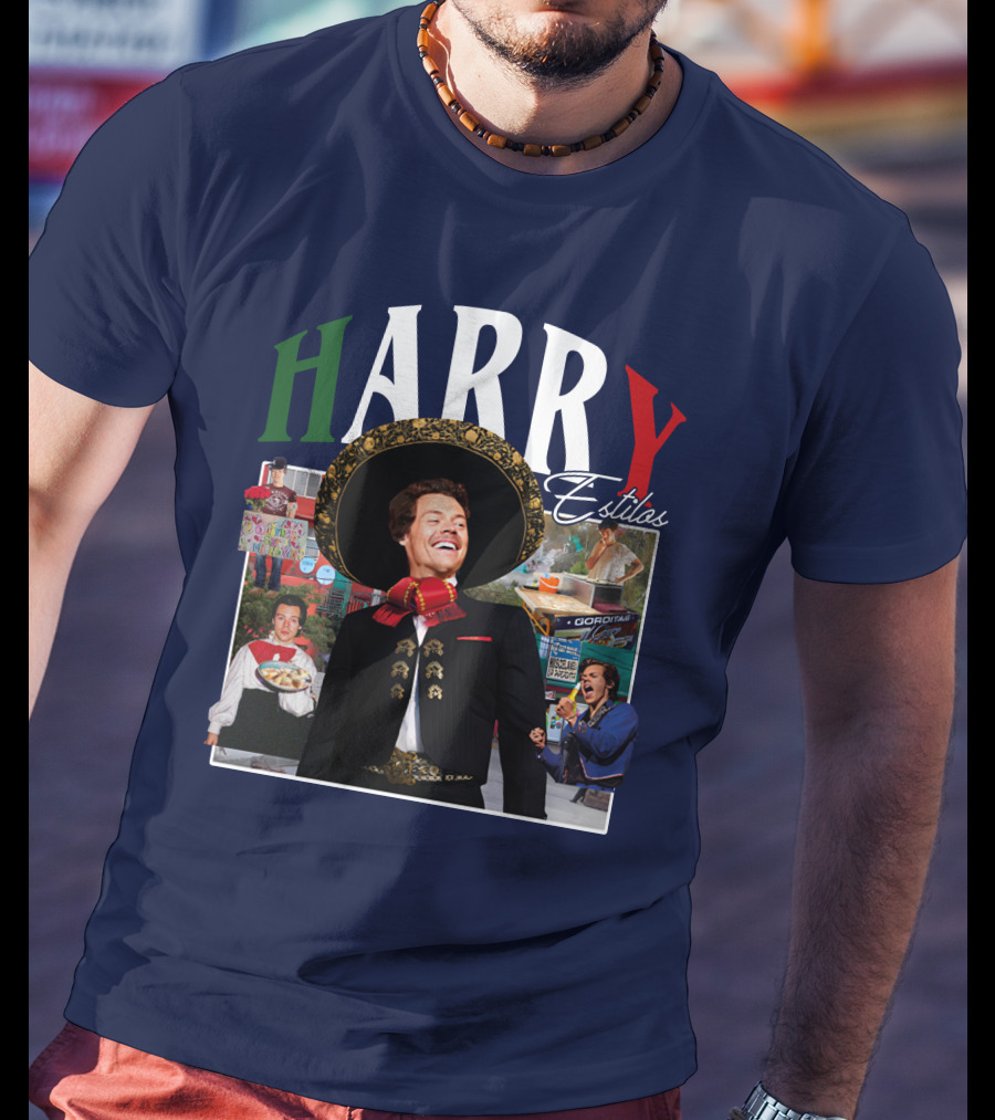HARRY Estilos Mariachi Themed Collage In Festive Attire T-Shirt