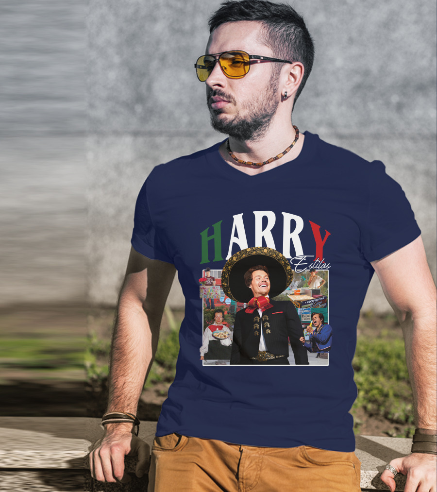 HARRY Estilos Mariachi Themed Collage In Festive Attire T-Shirt